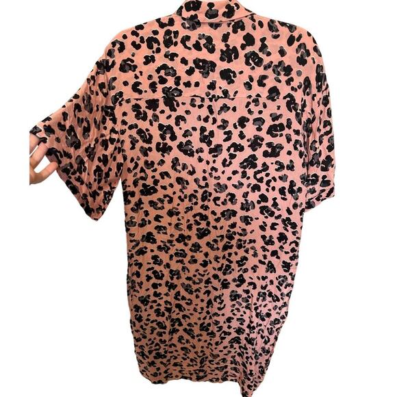 Maeve By Anthropologie Rita Blouse Tunic Leopard Print Pink Black Size Small - Picture 8 of 11